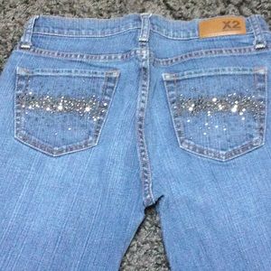 💋 4/$30 X2 bling Rhinestone pocket jeans
